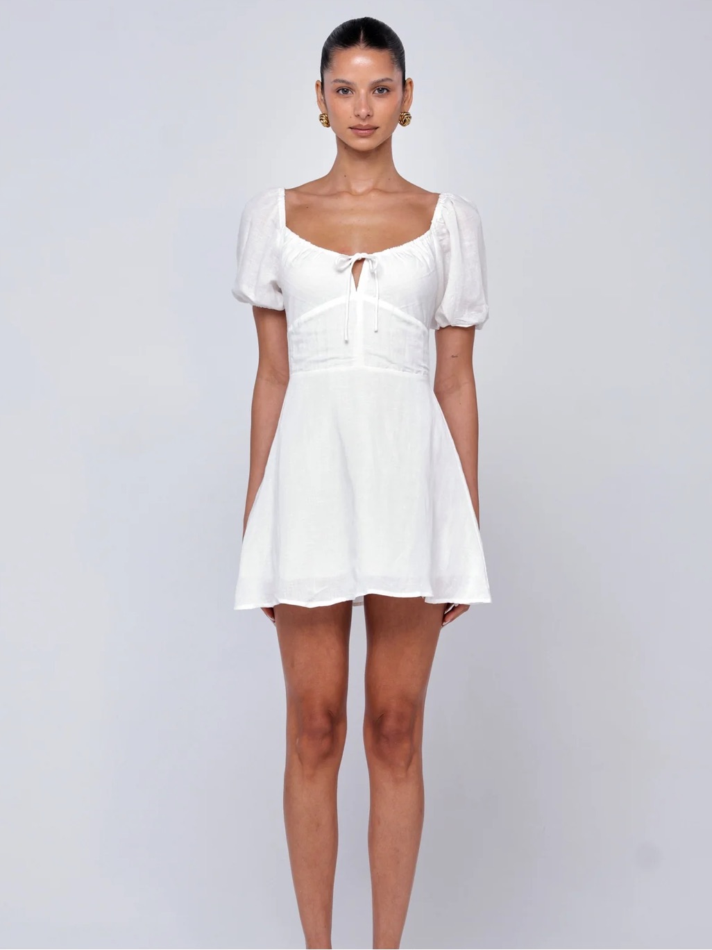 Resa White Puff Sleeve Mini Dress